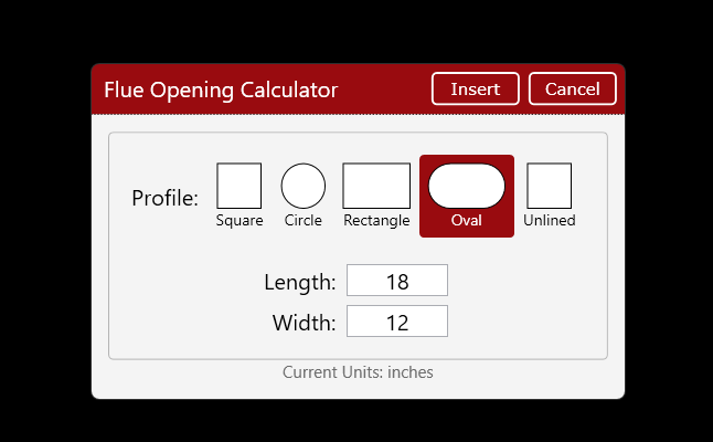 Flue Opening Calculator