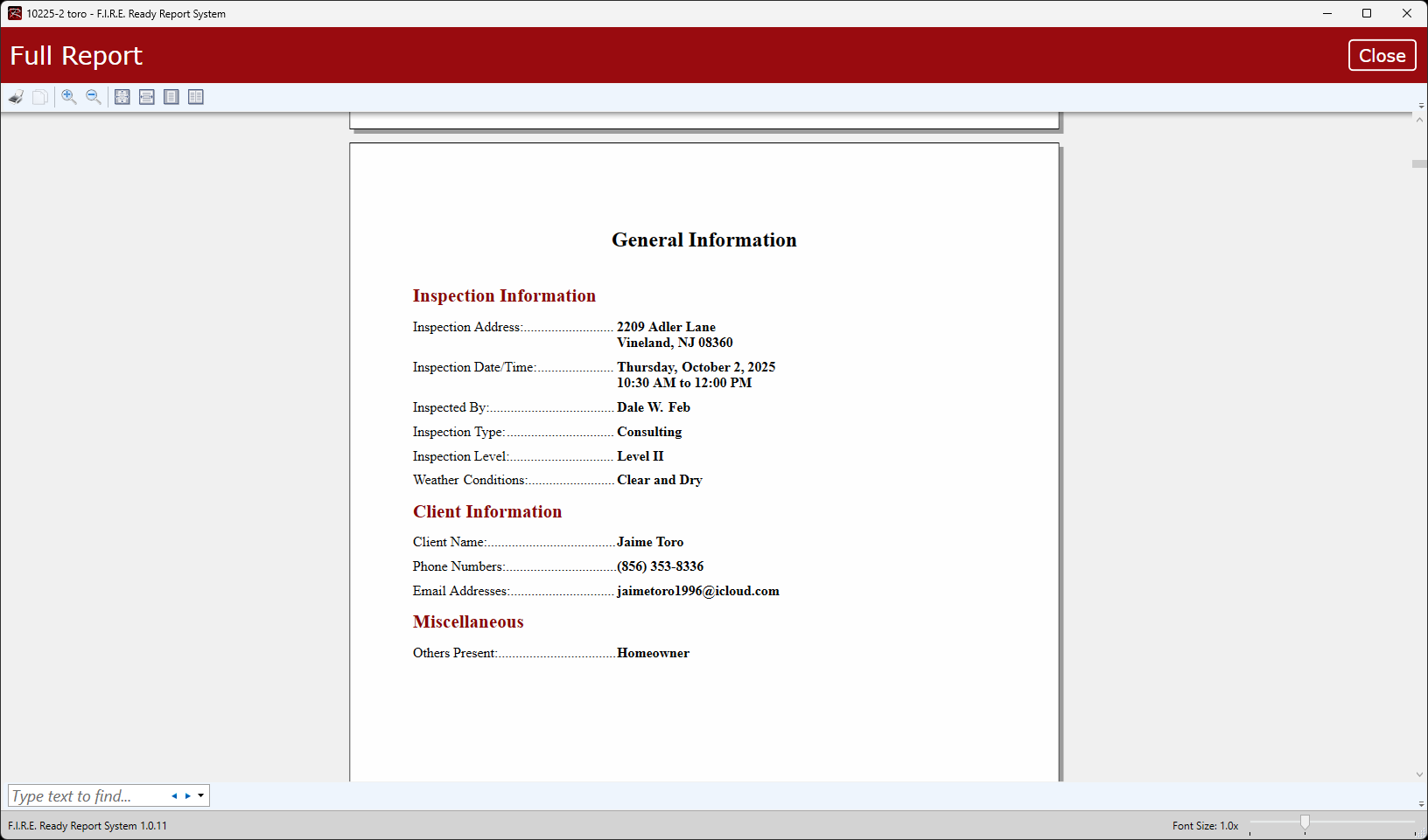 Report General Information